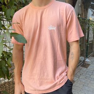 STUSSY BASIC LOGO T-SHIRT - SALMON PINK